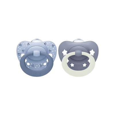 7577155 NUK Chupeta First Choice Dia e Noite Azul 0-6M Uni. 2 | Brilham no escuro