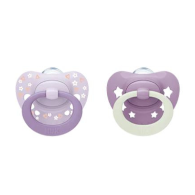 7577106 NUK Chupeta First Choice Dia e Noite Roxo 18-36M Uni. 2 | Brilham no escuro
