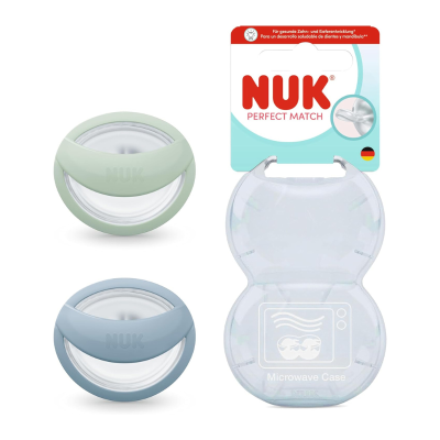 7577031 NUK Perfect Match Chupetas Silicone 0-6M x2 Verde + Azul | 95% Aceitação Bebés