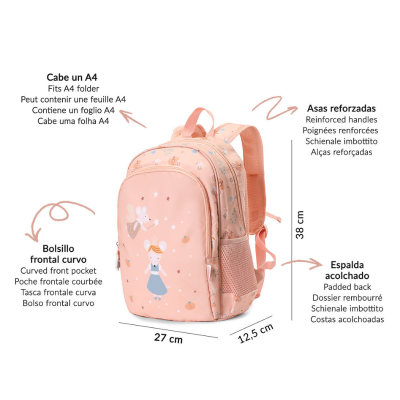 Tutete Mochila Escolar Média c/ Porta Chaves Mouse Fairies 39cm | Farmácia d'Arrábida