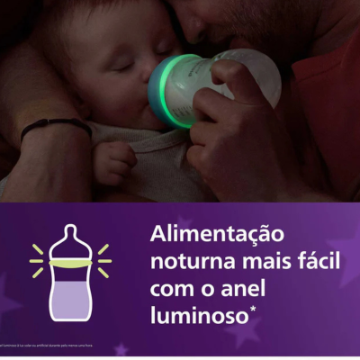 Philips Avent Biberão Noite Natural Response 260ml 3-6M | Farmácia d'Arrábida