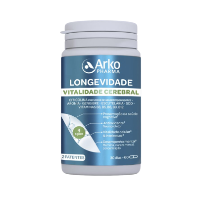 7616383 Arkopharma Longevidade Vitalidade Cerebral x60 Cápsulas | Memória + Foco