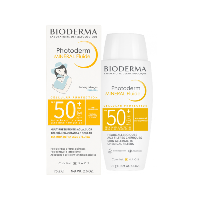 7119982 Bioderma Photoderm Mineral Fluido Bebés +6M e Grávidas FPS50+ 75g